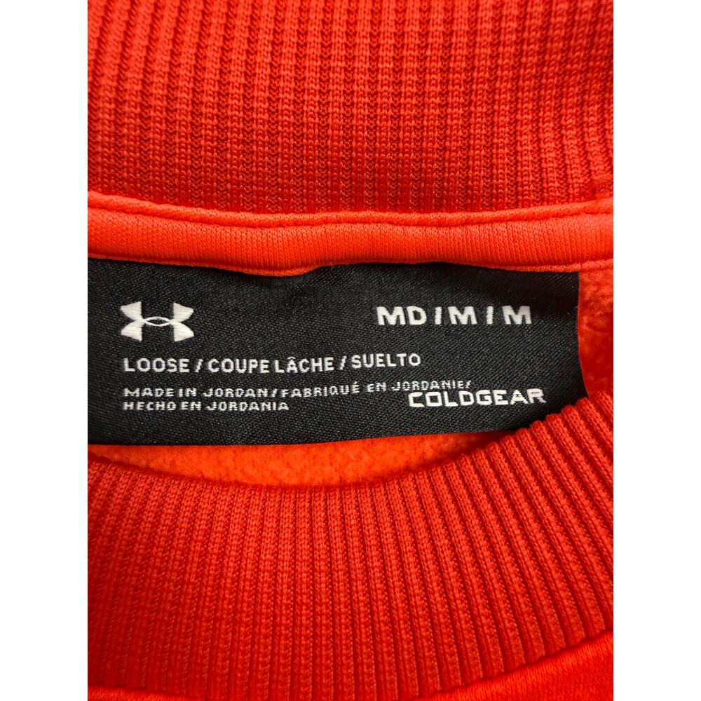Under Armour ColdGear Sweatshirt Neon Logo Pullover Athletic Crewneck M - Picture 3 of 6
